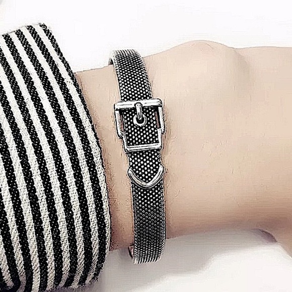 Buckle Sterling Silver Buckle Bangle  Cuff Bracelet - Picture 1 of 6